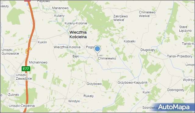 mapa Chmielewko, Chmielewko na mapie Targeo